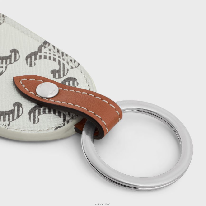 CELINE muškarci držač ključeva od triomphe platna i teleće kože tan/ekru pribor 3WE2E2147
