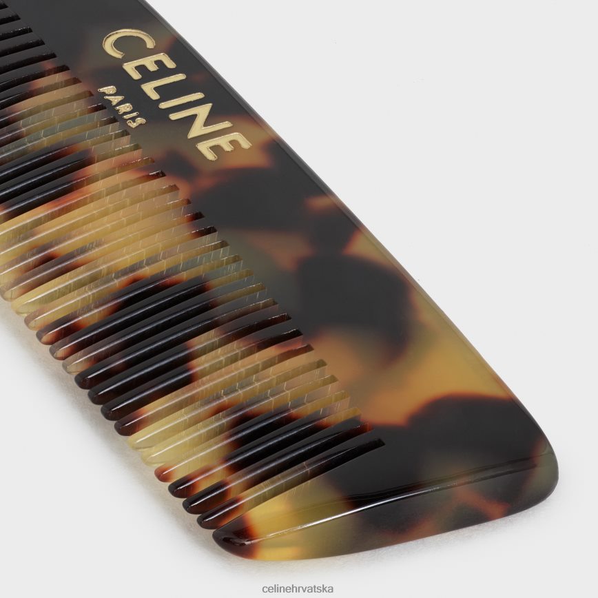 CELINE muškarci češalj za brkove s futrolom od prirodne teleće kože preplanuli ten pribor 3WE2E2294