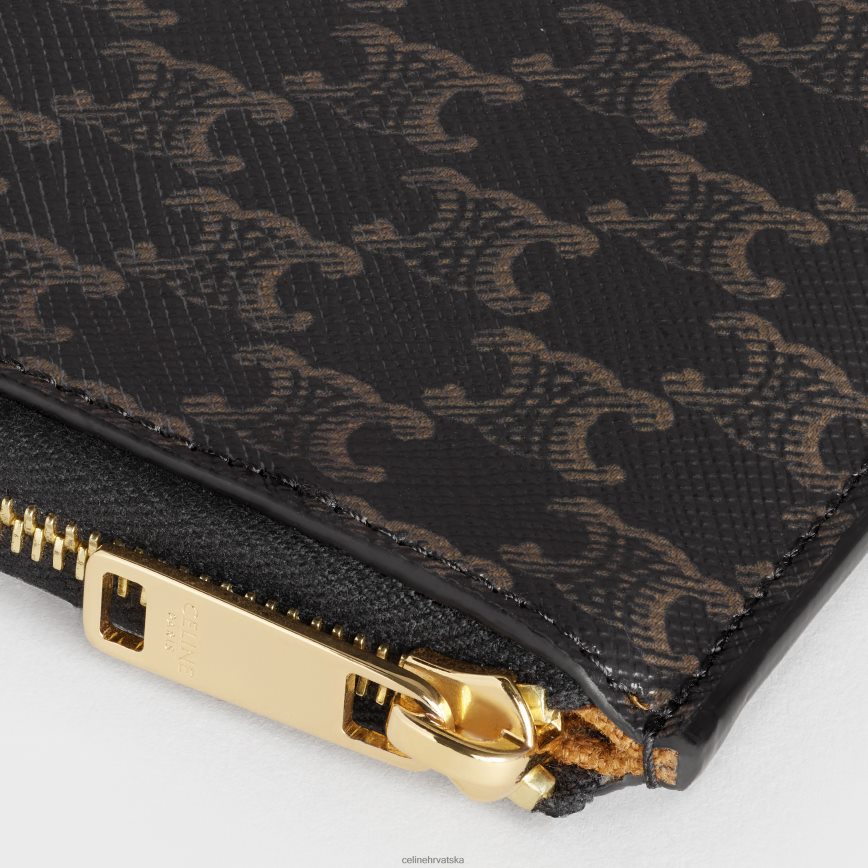 CELINE muškarci torbica s patentnim zatvaračem s uklonjivim držačem za kartice od triomphe platna i janjeće kože preplanuli ten pribor 3WE2E2128