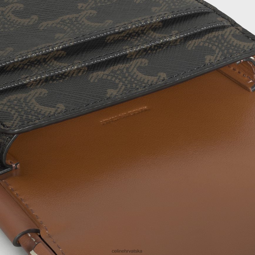 CELINE muškarci torbica za telefon od triomphe platna i teleće kože preplanuli ten pribor 3WE2E2141