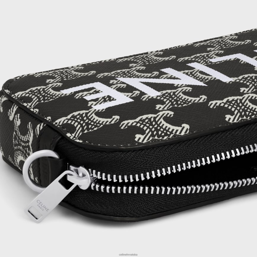 CELINE muškarci vodoravna torbica u triomphe platnu dvobojna s tiskom crno bijeli pribor 3WE2E2118
