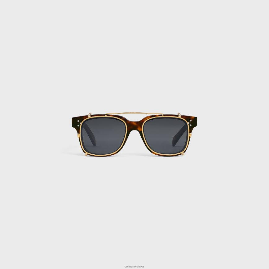 CELINE muškarci crni okvir 51 sunčane naočale u acetatu s metalom crvena havana pribor 3WE2E2214