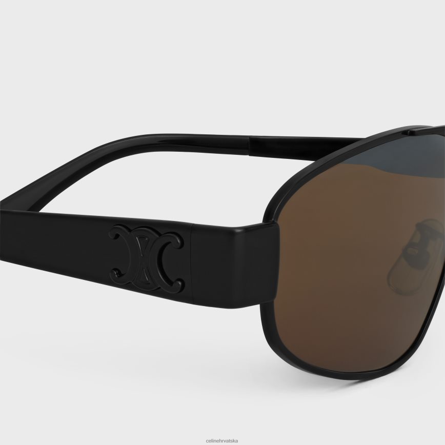CELINE muškarci metalne sunčane naočale triomphe metal 03 Crna smeđa pribor 3WE2E2183