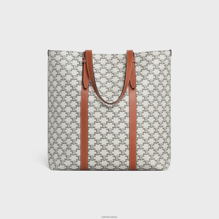 CELINE muškarci kabe s kopčom u triomphe platnu i telećoj koži tan/ekru pribor 3WE2E2100