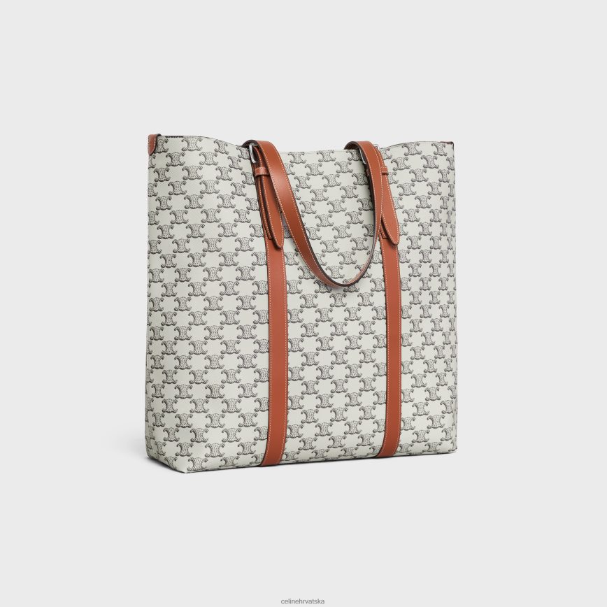 CELINE muškarci kabe s kopčom u triomphe platnu i telećoj koži tan/ekru pribor 3WE2E2100