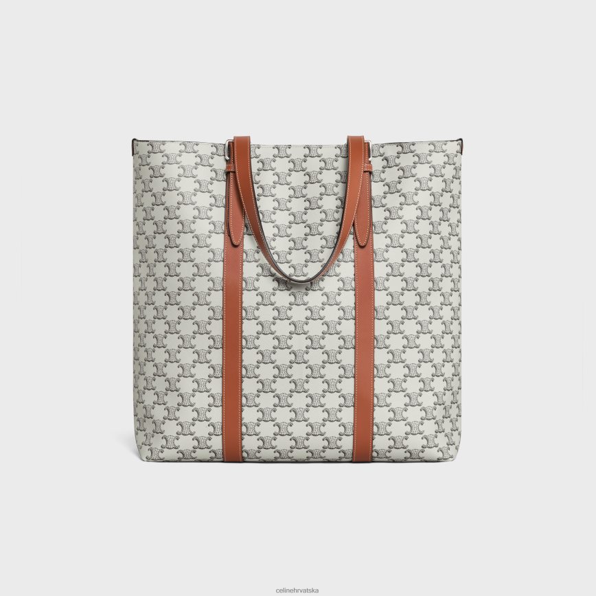 CELINE muškarci kabe s kopčom u triomphe platnu i telećoj koži tan/ekru pribor 3WE2E2100