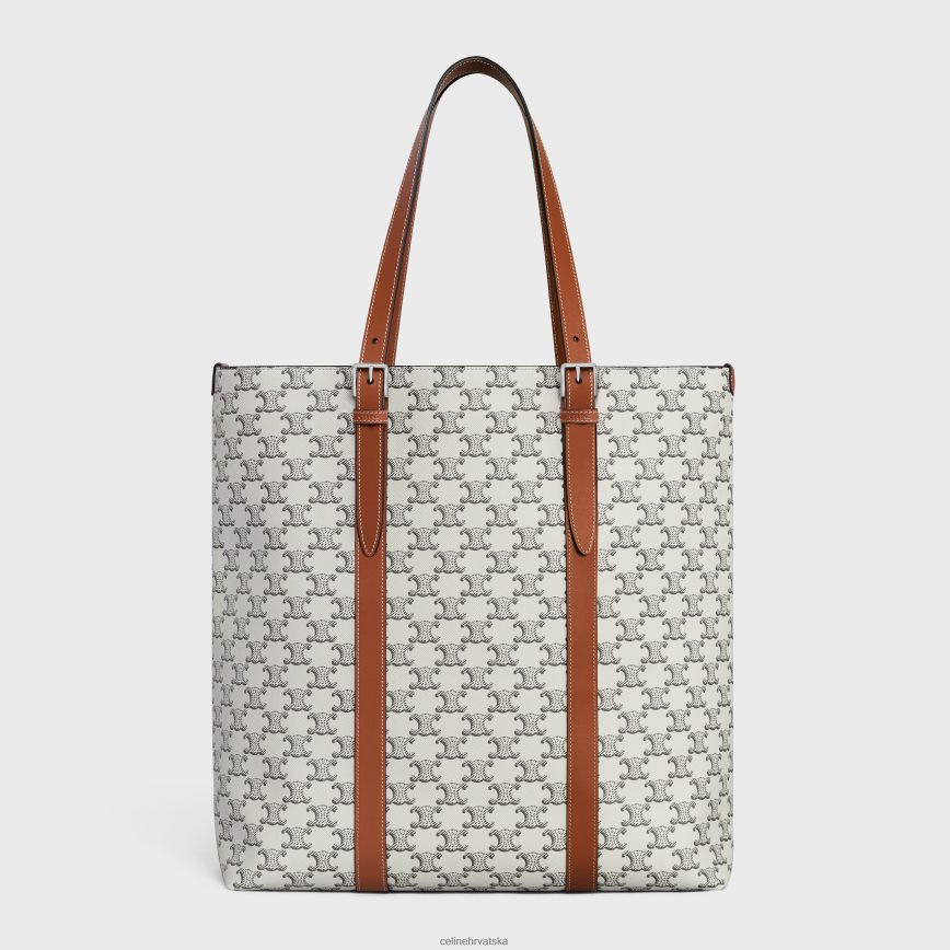 CELINE muškarci kabe s kopčom u triomphe platnu i telećoj koži tan/ekru pribor 3WE2E2100