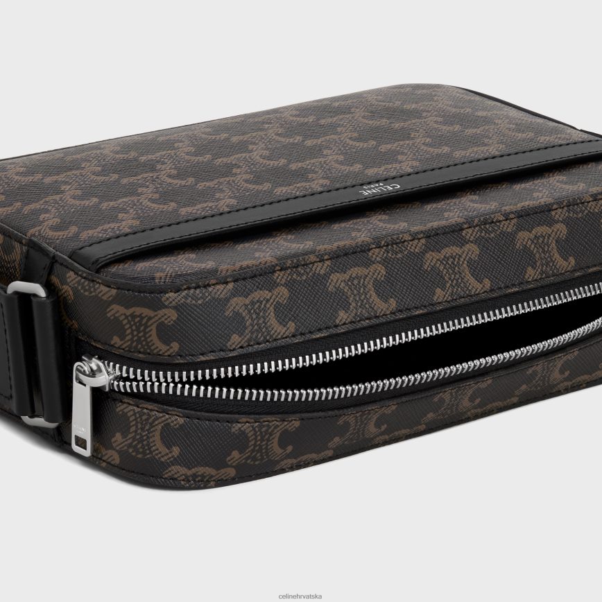 CELINE muškarci multi messenger u triomphe platnu i telećoj koži crno pribor 3WE2E2093