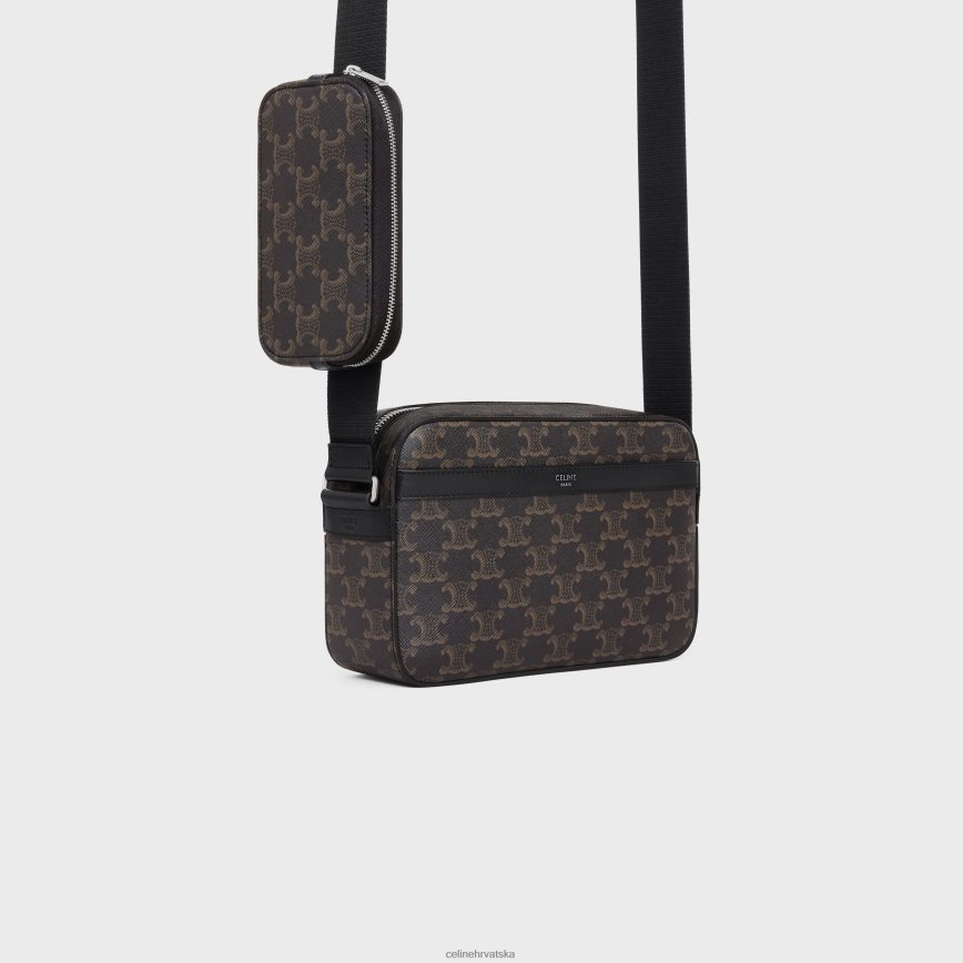 CELINE muškarci multi messenger u triomphe platnu i telećoj koži crno pribor 3WE2E2093