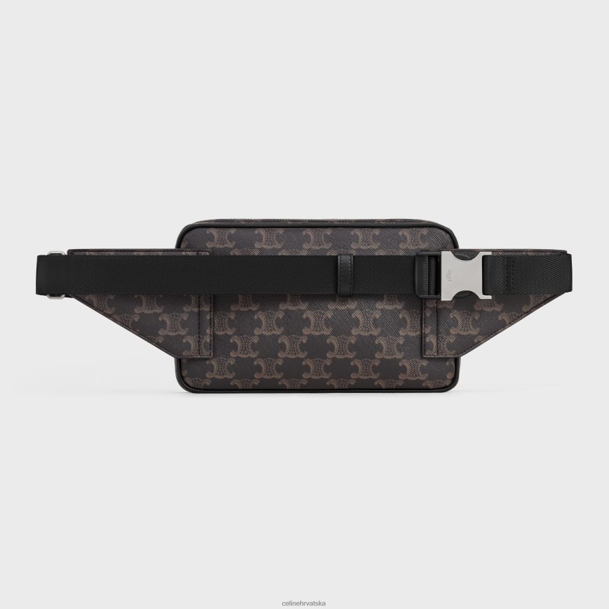 CELINE muškarci torba za pojas od triomphe platna i teleće kože crno pribor 3WE2E2080