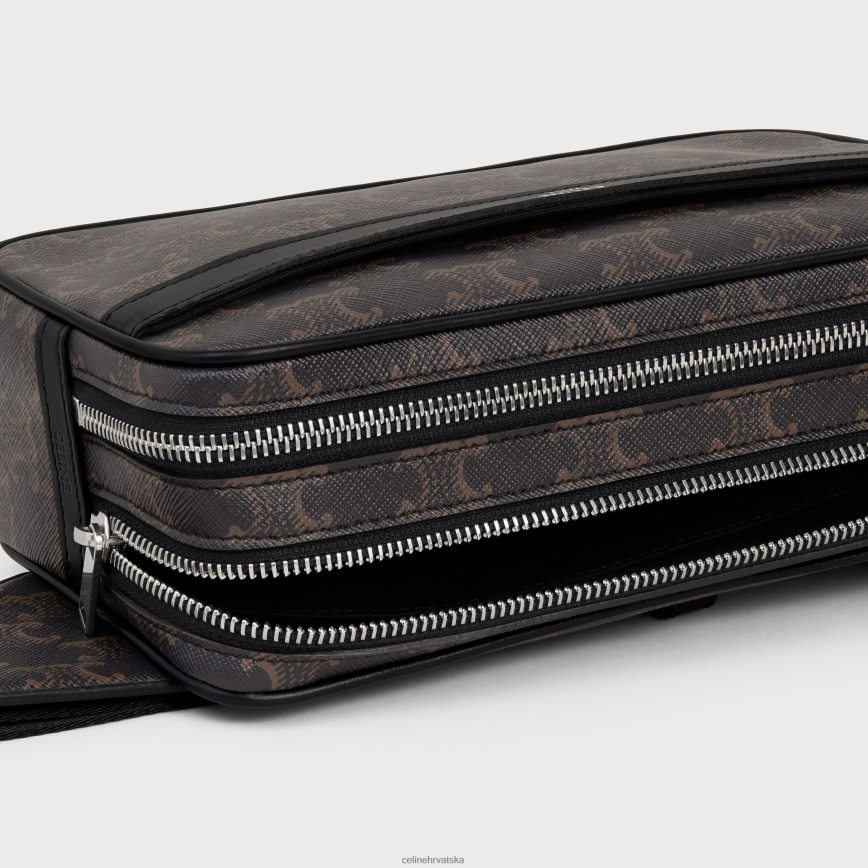 CELINE muškarci torba za pojas od triomphe platna i teleće kože crno pribor 3WE2E2080
