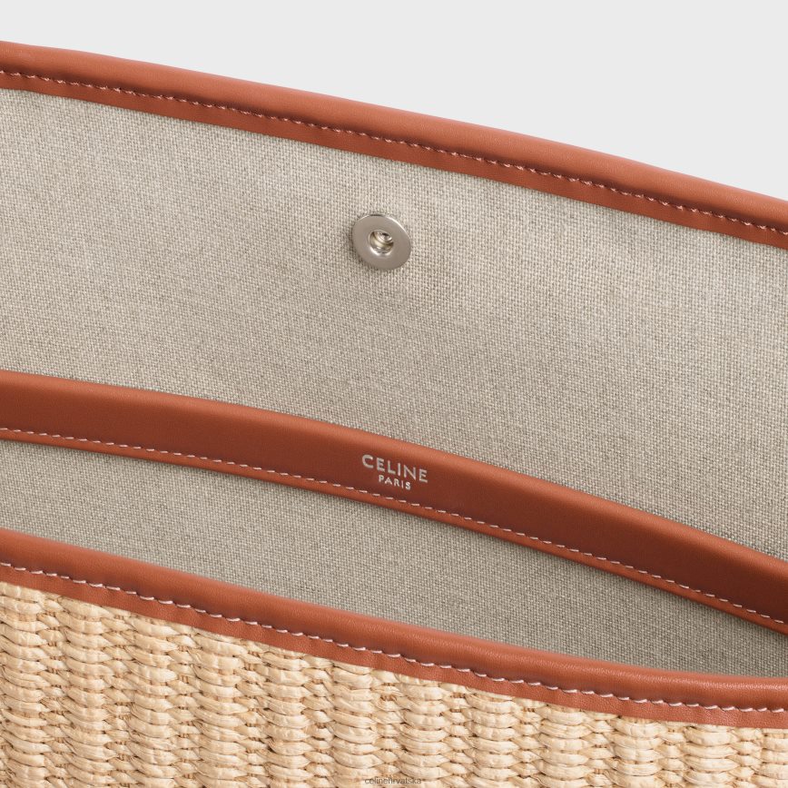 CELINE muškarci velike kabe od tekstila s efektom rafije s vezom prirodan/tan pribor 3WE2E2110
