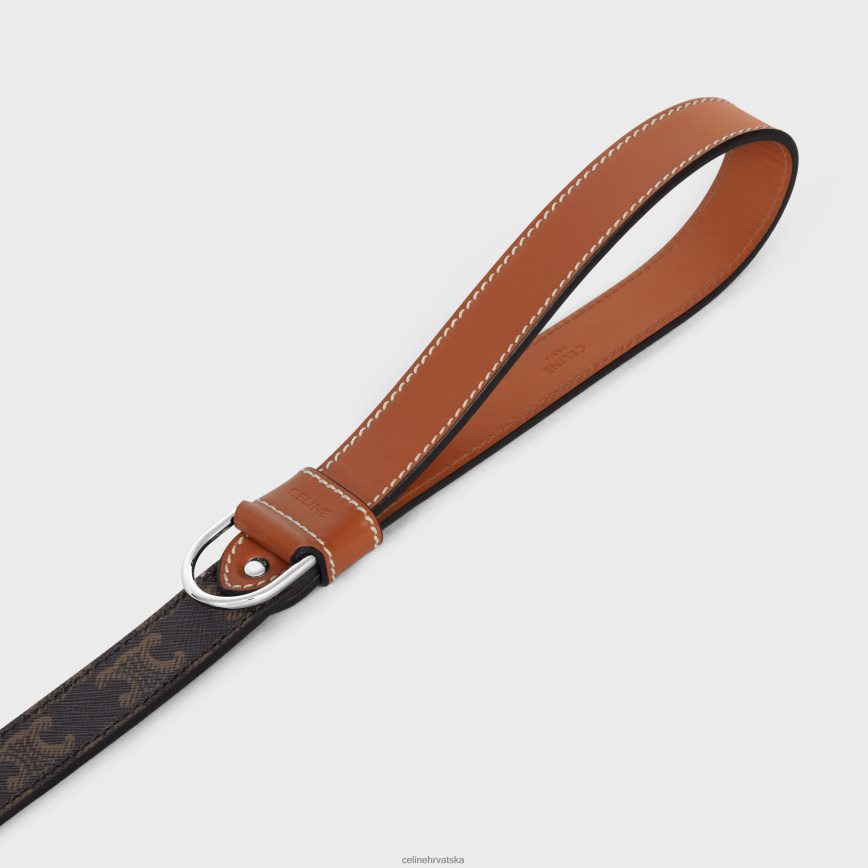 CELINE uniseks široki povodac za pse od triomphe platna i teleće kože preplanuli ten pribor 3WE2E1770