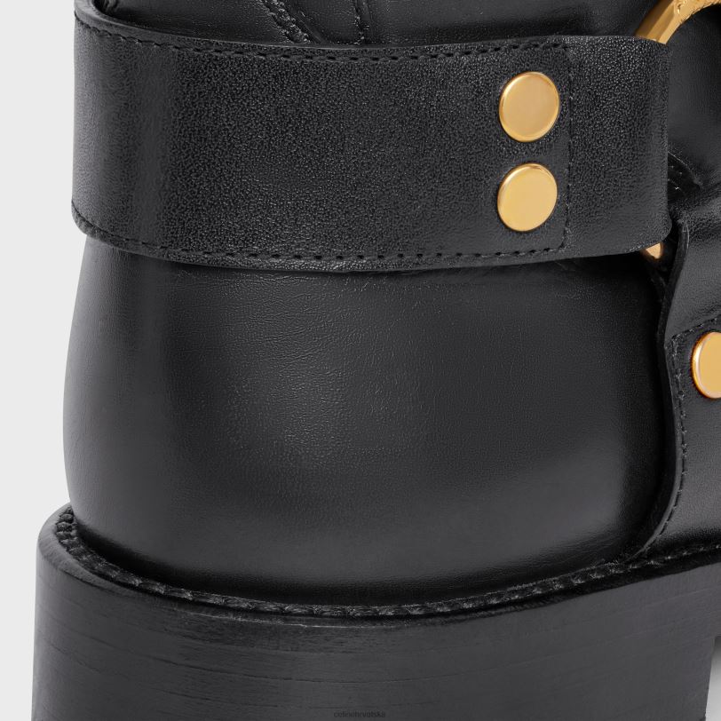 CELINE žene biciklističke srednje čizme s pojasom od teleće kože i biljnog štavljenja 3WED6929 obuća crno