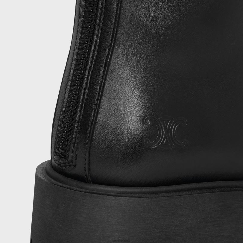 CELINE žene margaret čizma od teleće kože s dvostrukom kopčom i patentnim zatvaračem 3WED6952 obuća crno