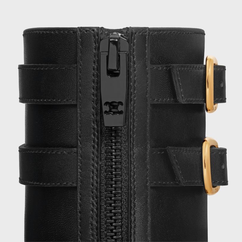 CELINE žene margaret čizma od teleće kože s dvostrukom kopčom i patentnim zatvaračem 3WED6952 obuća crno