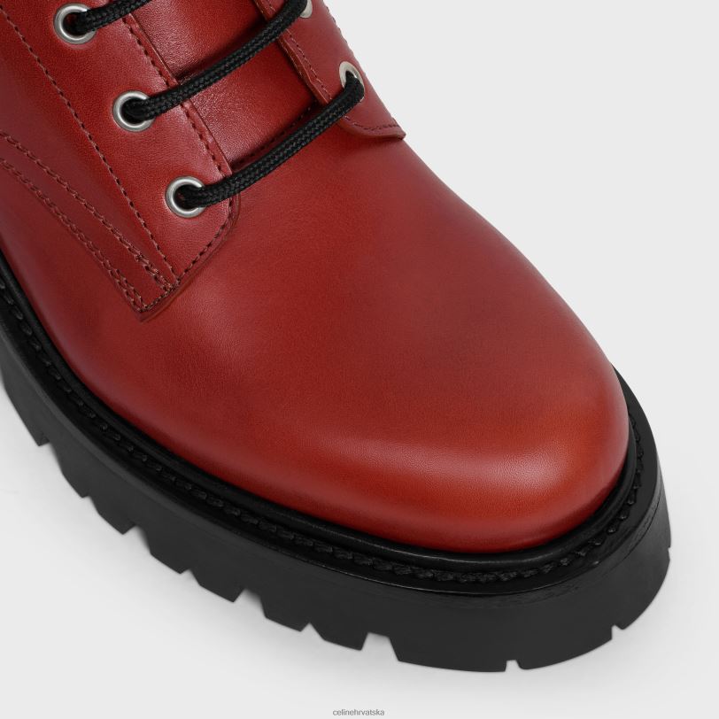 CELINE žene triomphe rangers srednje čizme na vezanje od teleće kože 3WED6926 obuća cigla