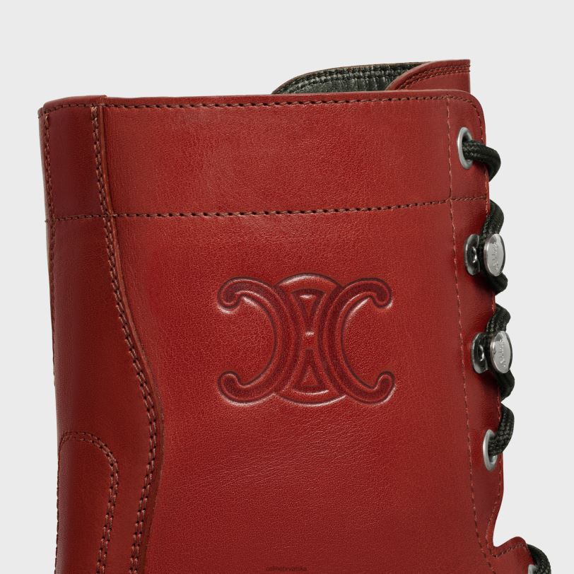 CELINE žene triomphe rangers srednje čizme na vezanje od teleće kože 3WED6926 obuća cigla