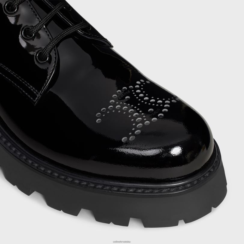 CELINE žene triomphe rangers derby s perforiranim triompheom u lakiranoj telećoj koži 3WED6921 obuća crno