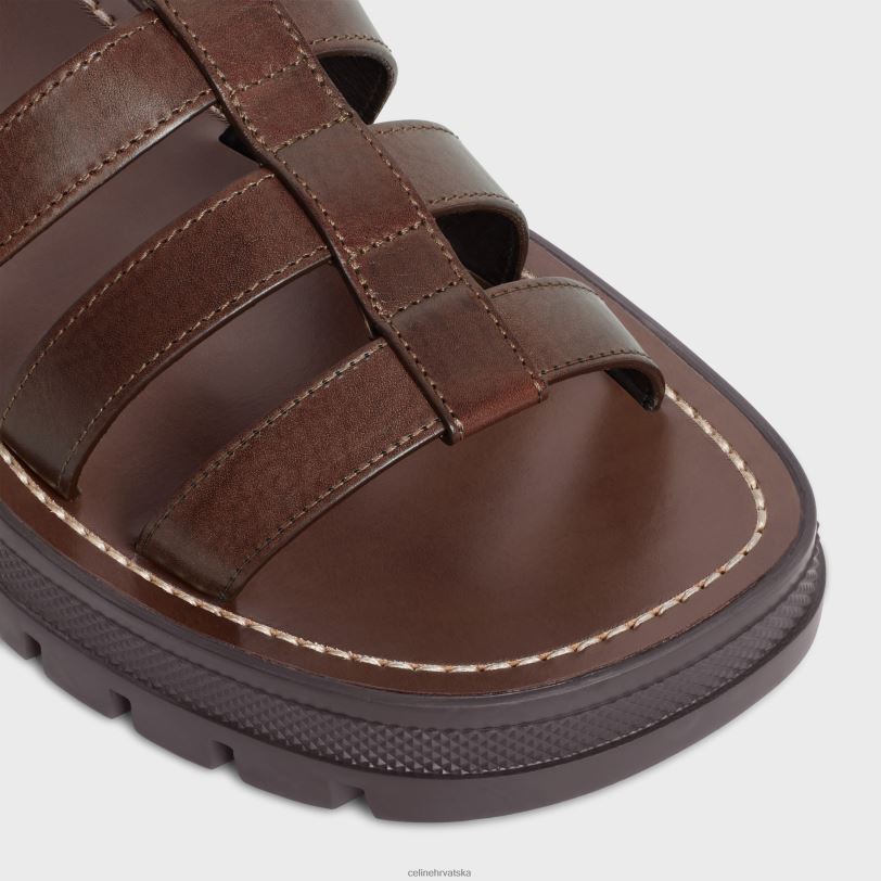 CELINE žene clea triomphe gladijator sandala od teleće kože biljnog štavljenja 3WED6987 obuća tamno smeđa