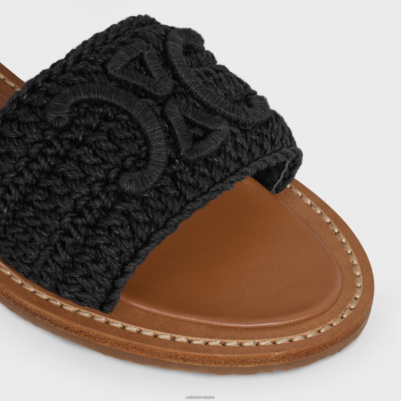 CELINE žene lympia sandala od triomphe maccrame pamuka i teleće kože 3WED6935 obuća crno