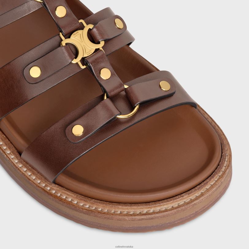 CELINE žene tippi slajd u telećoj koži vegetalno štavljenje 3WED6991 obuća tamno smeđa