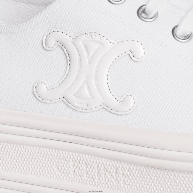 CELINE žene jane niske tenisice na vezanje od platna i teleće kože 3WED6949 obuća optički bijeli
