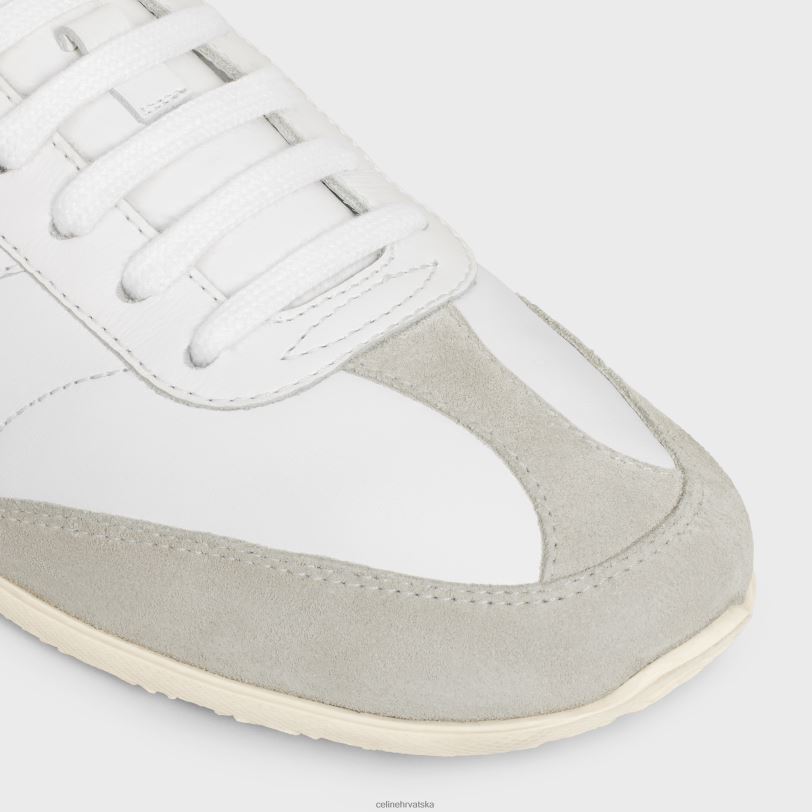 CELINE žene jogger niske tenisice na vezanje od teleće kože i antilop kože 3WED6912 obuća optički bijelo/sivo