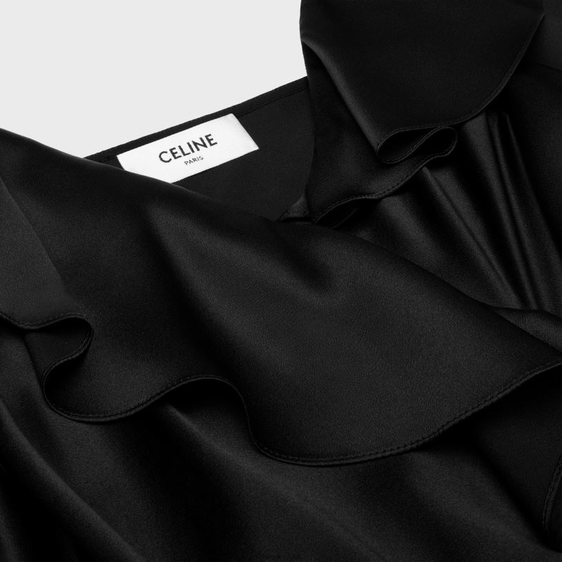 CELINE žene asimetrična haljina donjeg rublja od satenskog krepa 3WED6805 odjeća crno