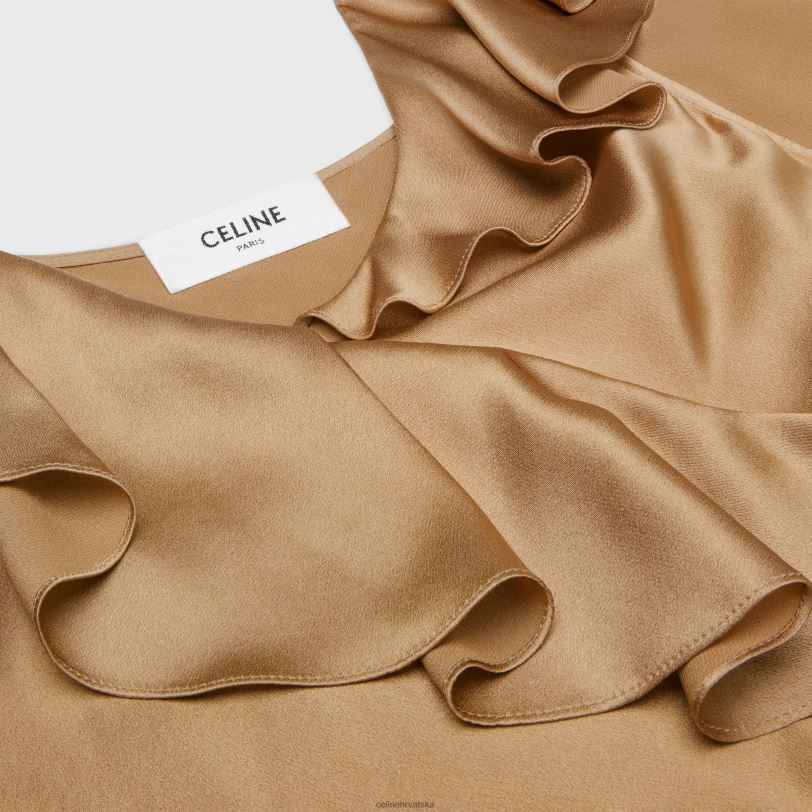 CELINE žene asimetrična haljina donjeg rublja od satenskog krepa 3WED6806 odjeća mordore