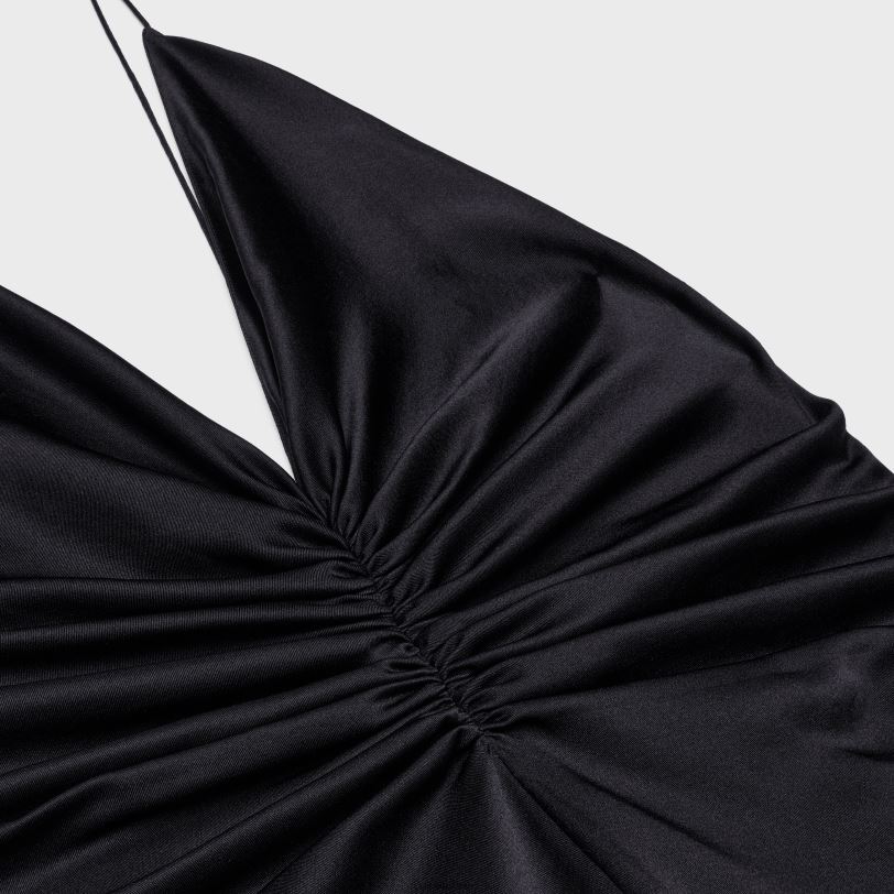 CELINE žene drapirana slip haljina od svilenog kepera 3WED6803 odjeća crno