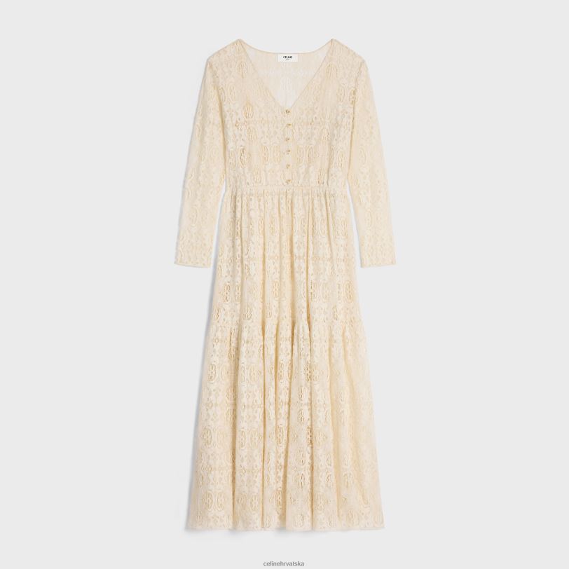 CELINE žene duga haljina od heklanog pamuka 3WED6584 odjeća craie