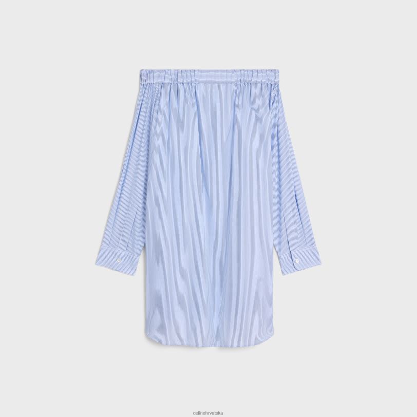 CELINE žene pamučna haljina s otvorenim ramenima 3WED6799 odjeća crna/plava