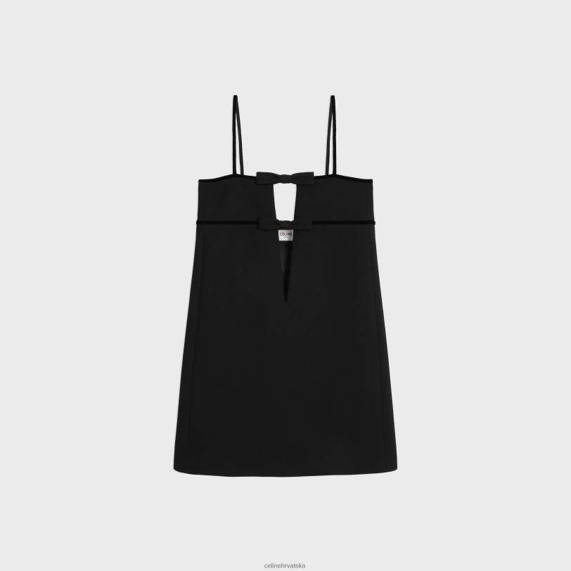 CELINE žene trapez mini haljina od duple vune 3WED6585 odjeća crno