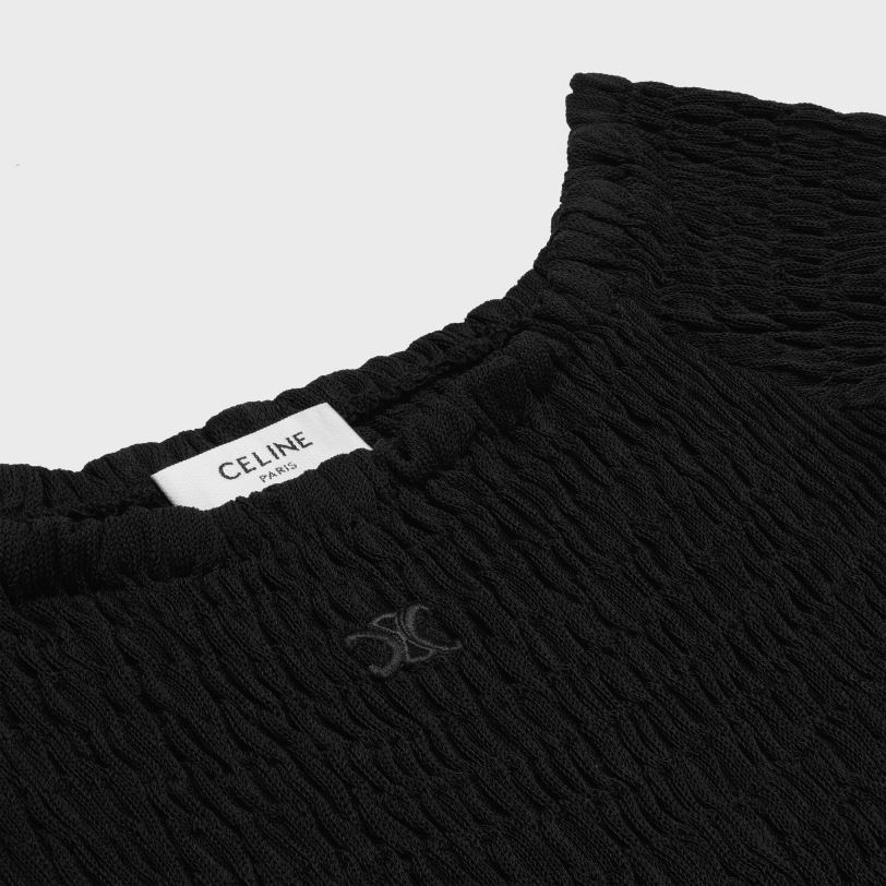 CELINE žene triomphe mini haljina od svile na gafove 3WED6657 odjeća crno