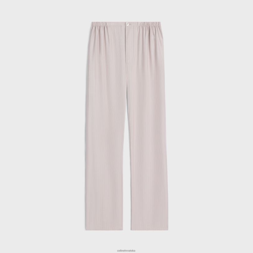 CELINE žene pidžama hlače od prugaste svile 3WED6682 odjeća ruža clair/craie