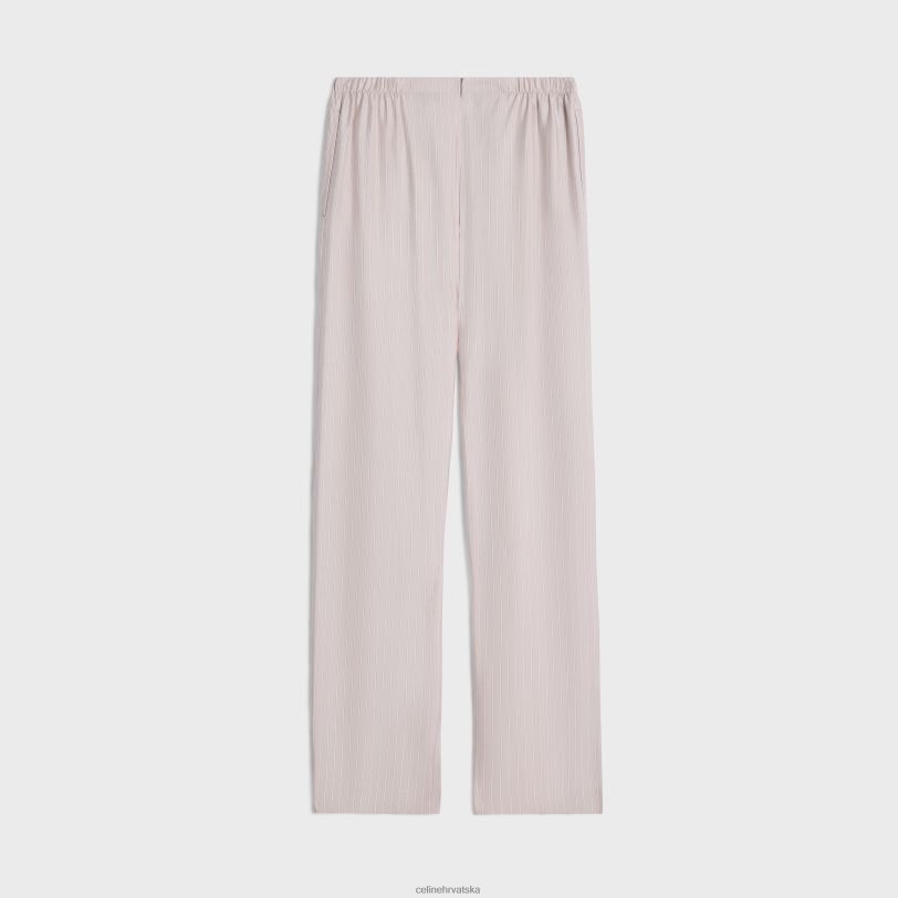 CELINE žene pidžama hlače od prugaste svile 3WED6682 odjeća ruža clair/craie