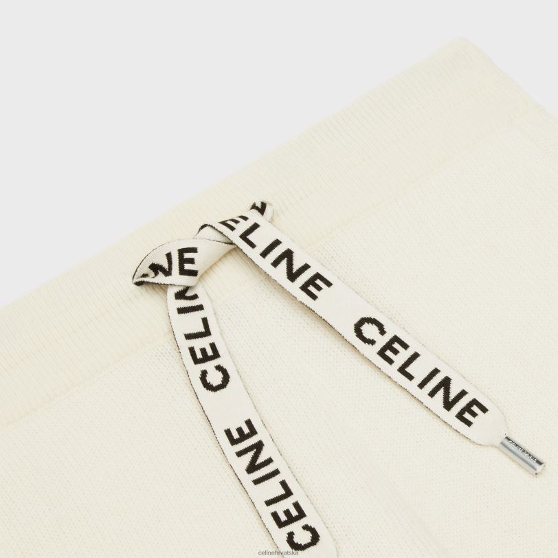 CELINE žene sportske hlače od kašmir vune 3WED6883 odjeća prljavo bijelo