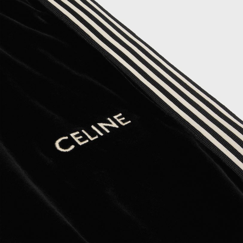 CELINE žene trenirka hlače od baršunastog žerseja 3WED6601 odjeća crno bijeli