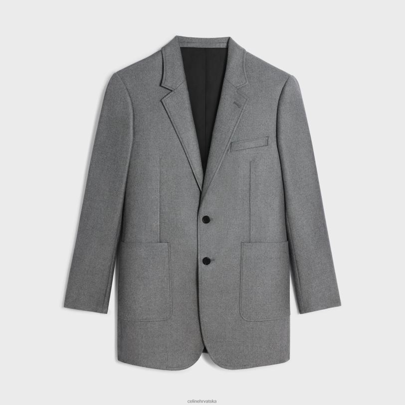 CELINE žene Tommy jakna od flanela od kašmira 3WED6575 odjeća gris melange