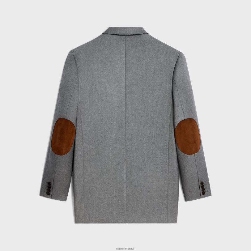 CELINE žene Tommy jakna od flanela od kašmira 3WED6575 odjeća gris melange