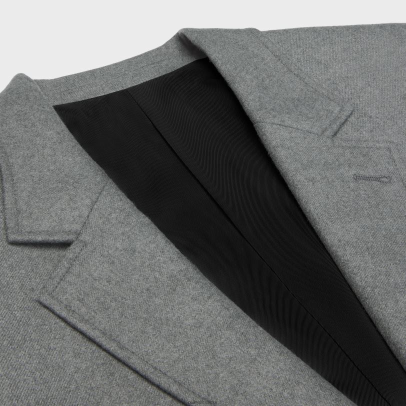 CELINE žene Tommy jakna od flanela od kašmira 3WED6575 odjeća gris melange