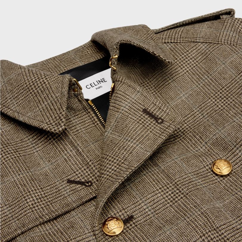 CELINE žene bomber jakna od flanela princa od Walesa 3WED6693 odjeća deva/ebene/gris