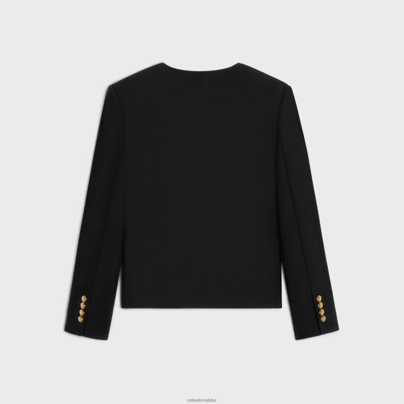 CELINE žene chasseur jakna od flanela od kašmira 3WED6629 odjeća crno