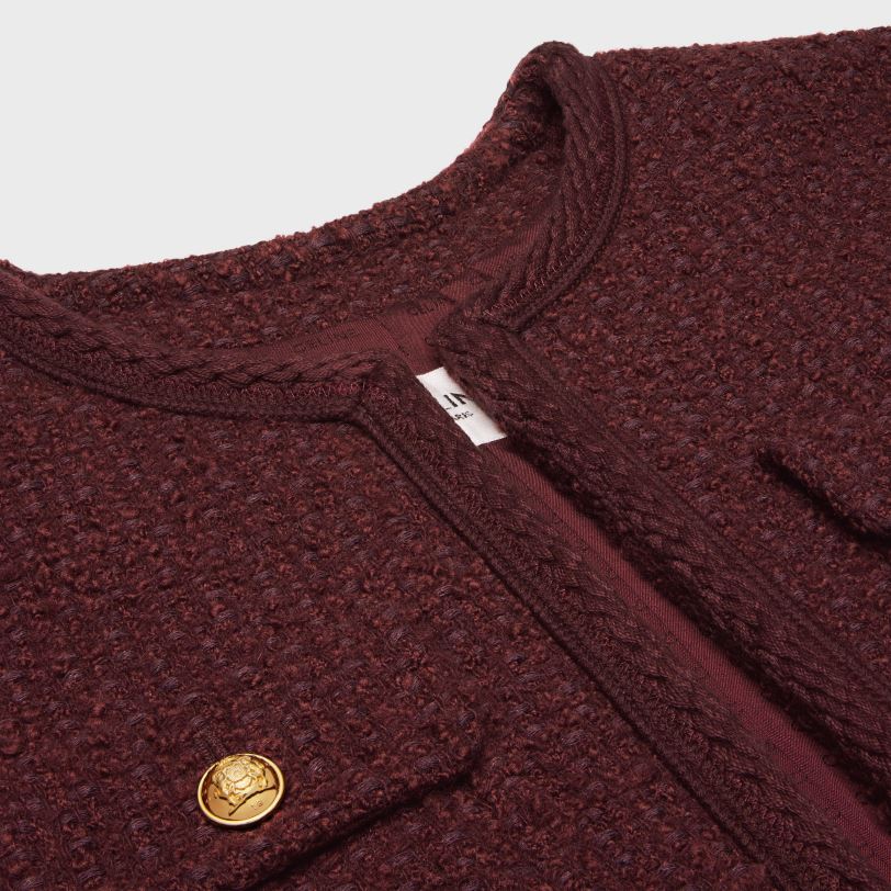 CELINE žene chelsea jakna od bucle tvida 3WED6690 odjeća bordo