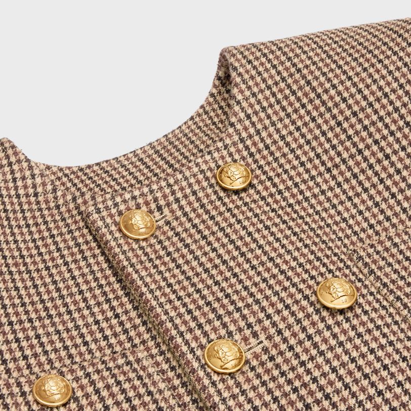 CELINE žene chelsea jakna od dvostruke vunene zube 3WED6692 odjeća bordo/bež/crna