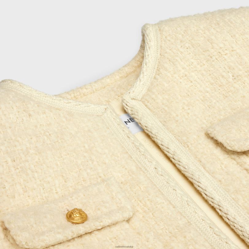 CELINE žene chelsea jakna od svijetlog tvida 3WED6691 odjeća vanilija