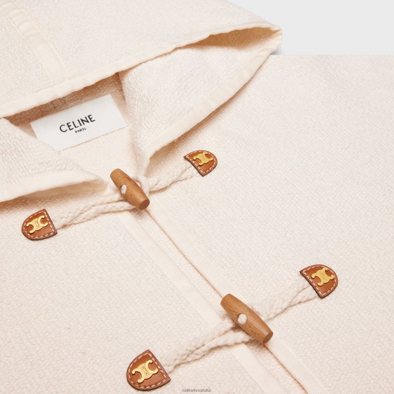 CELINE žene duffle kardigan od pamučnog tvida 3WED6696 odjeća ekru