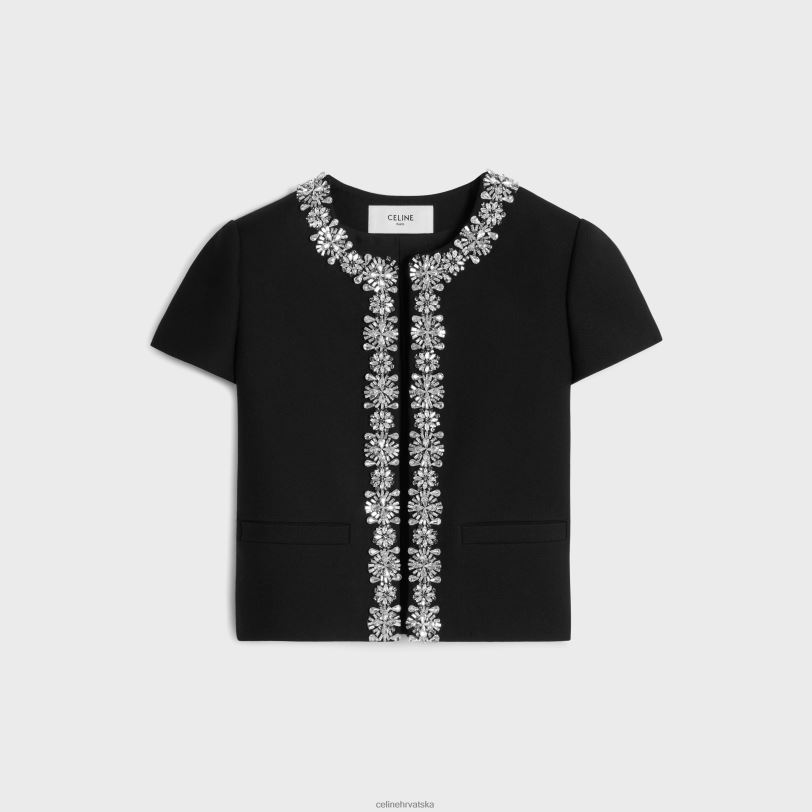 CELINE žene izvezena chelsea jakna od dijagonalne vune 3WED6551 odjeća crno