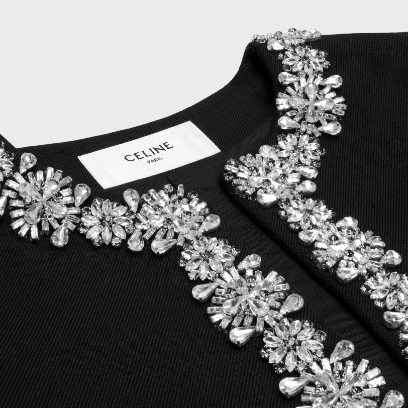 CELINE žene izvezena chelsea jakna od dijagonalne vune 3WED6551 odjeća crno